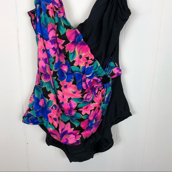 Vintage 80s Jantzen Floral One Piece Swimsuit Sz S - Picture 4 of 11